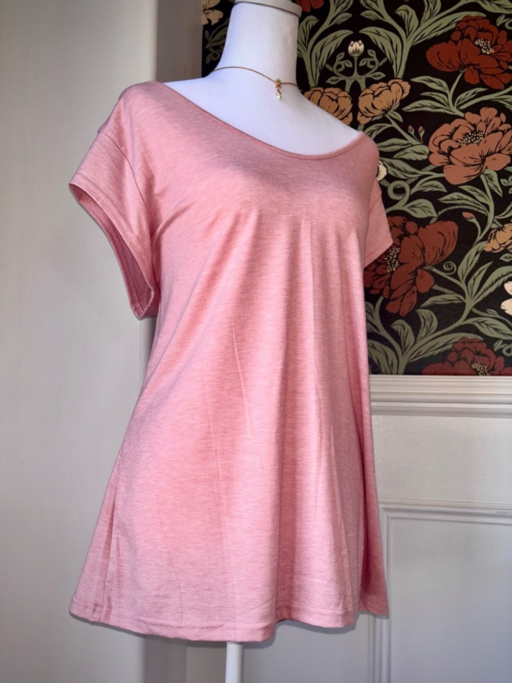 Soft Pink Tunic Top Short Sleeve Flowy Casual Cottagecore - Picture 4 of 7